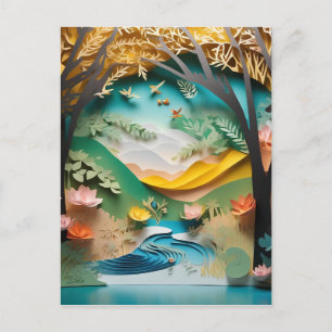 Cartão Postal De Festividades Esta floresta de bambu de arte 3d é tão realista e