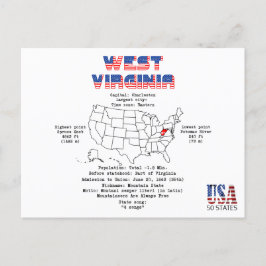 Cartão Postal De Festividades Estado Americano de West Virginia em um mapa