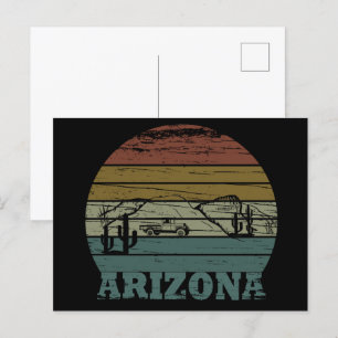 Cartão Postal De Festividades Estado da arizona vintage sunset scape horizontal