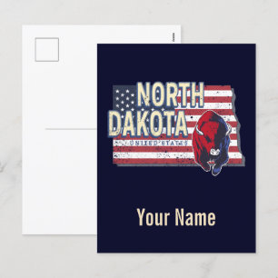 Cartão Postal De Festividades Estado de Dakota do Norte Estados Unidos - Mapa Re