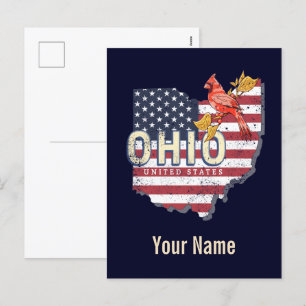 Cartão Postal De Festividades Estado de Ohio Estados Unidos - Retro Map Vintage