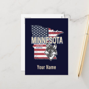 Cartão Postal De Festividades Estado do Minnesota Estados Unidos Mapa Vintage EU