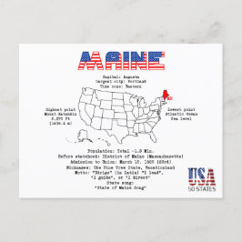 Cartão Postal De Festividades Estado Maine-Americano em um mapa e informações út