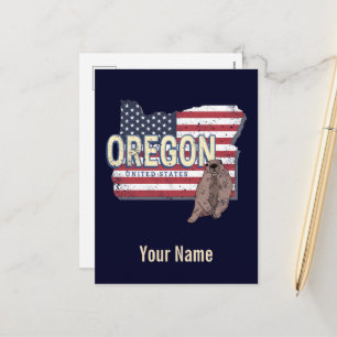 Cartão Postal De Festividades Estados Unidos do Oregon Mapa Retroativo dos EUA S