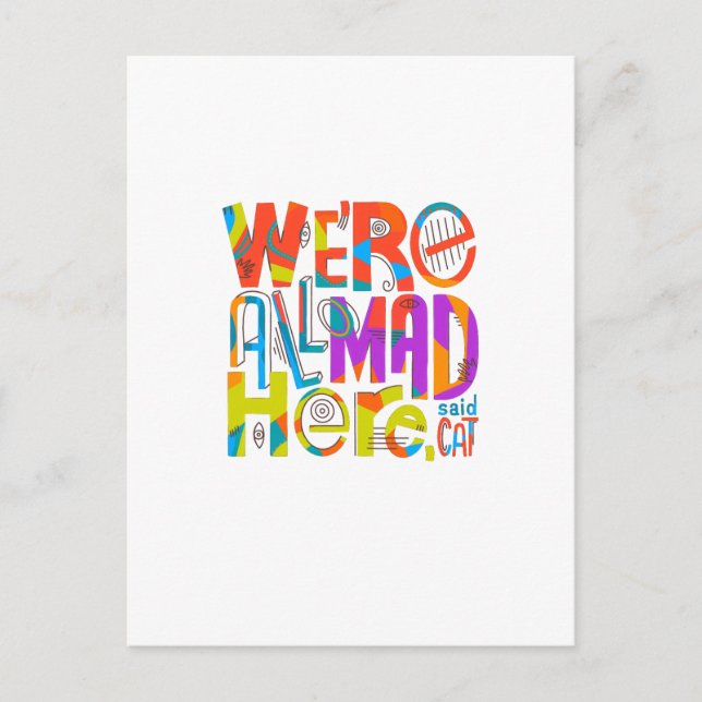 Cartão Postal De Festividades Estamos todos loucos aqui (Frente)