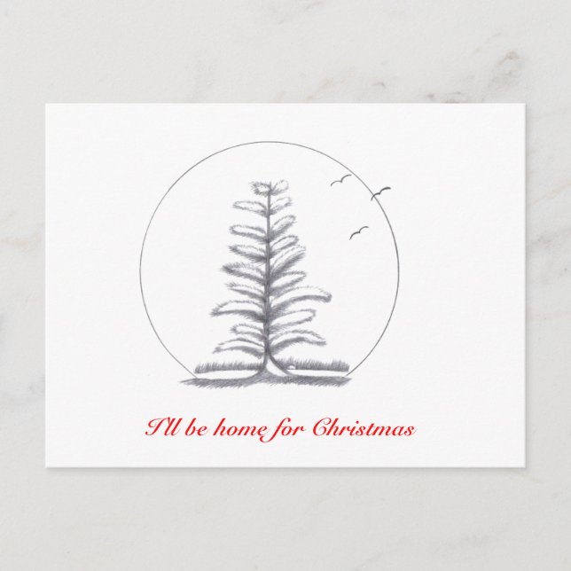 Cartão Postal De Festividades Estarei em casa no Natal...Cartão postal (Frente)