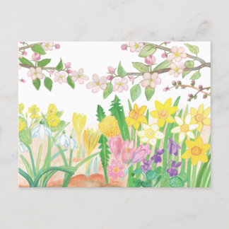 Cartão Postal De Festividades Estas são as flores da primavera que radiam a aleg