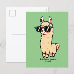 Cartão Postal De Festividades Este Llama Drama é uma pose esquisita em óculos es