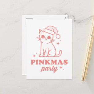 Cartão Postal De Festividades Estética de Natal rosa festa pinkmas
