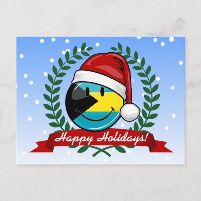 Cartão Postal De Festividades Estilo alegre do Natal da bandeira de Bahamas (Frente)