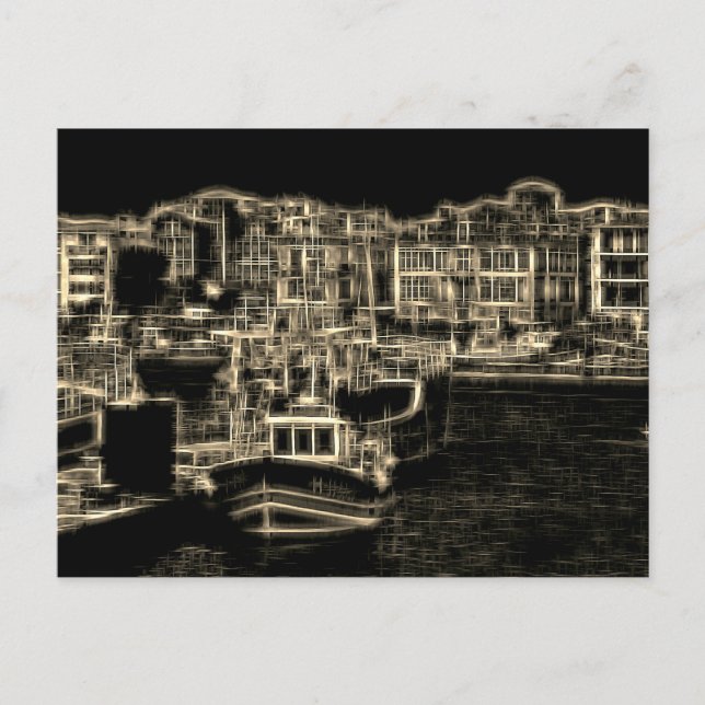 Cartão Postal De Festividades Estilo de "impressão" de efeitos digitais dos edif (Frente)