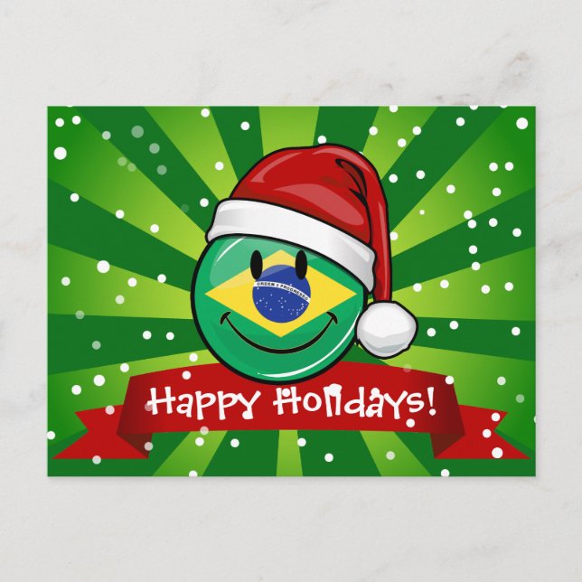 Cartão Postal De Festividades Estilo de Natal da Bandeira Brasileira (Frente)