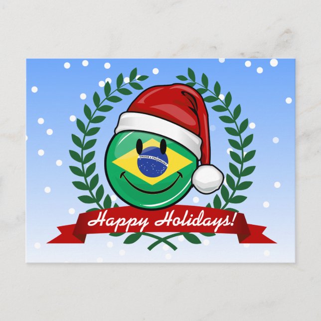 Cartão Postal De Festividades Estilo de Natal da Bandeira Brasileira (Frente)
