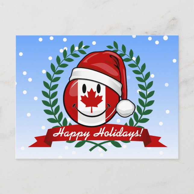 Cartão Postal De Festividades Estilo de Natal da Bandeira Canadiana (Frente)