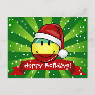 Cartão Postal De Festividades Estilo de Natal Sorridente Bandeira Rastafária