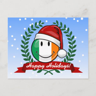 Cartão Postal De Festividades Estilo de Natal Sorrindo Bandeira Irlandesa