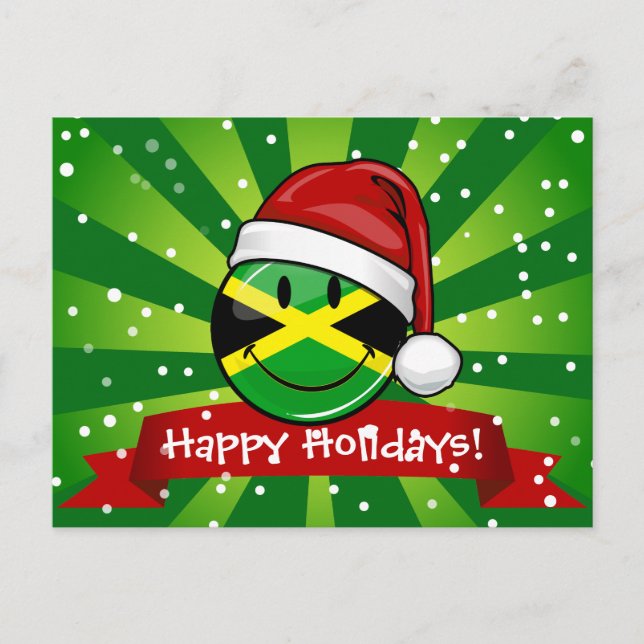 Cartão Postal De Festividades Estilo jamaicano alegre do Natal da bandeira (Frente)