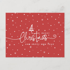 Cartão Postal De Festividades Estilo Nórdico Moderno Vermelho e Branco