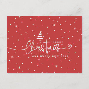 Cartão Postal De Festividades Estilo Nórdico Moderno Vermelho e Branco