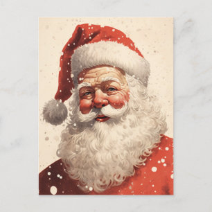 Cartão Postal De Festividades Estilo risógrafo Vintage Santa Clause Art