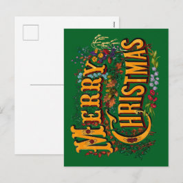 Cartão Postal De Festividades Estilo Vintage Feliz Natal Saudações de Fim de Ano