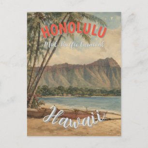 Cartão Postal De Festividades Estilo Vintage Havaiano Viagem Honolulu Meio-Pacíf
