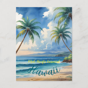 Cartão Postal De Festividades Estilo Vintage Mar Azul Viagem Honolulu no Havaí