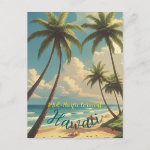 Cartão Postal De Festividades Estilo Vintage Mar Azul Viagem Honolulu no Havaí