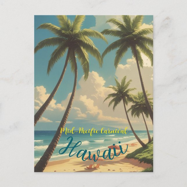 Cartão Postal De Festividades Estilo Vintage Mar Azul Viagem Honolulu no Havaí (Frente)