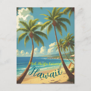 Cartão Postal De Festividades Estilo Vintage Mar Azul Viagem Honolulu no Havaí