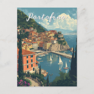 Cartão Postal De Festividades Estilo Vintage Portofino Genova Itália