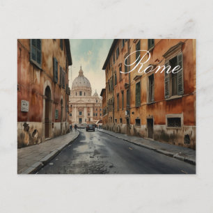 Cartão Postal De Festividades Estilo Vintage Roma Viagem Italiana Aquarela