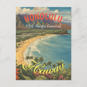 Cartão Postal De Festividades Estilo Vintage Viagem Honolulu Médio Havaiano - Pa