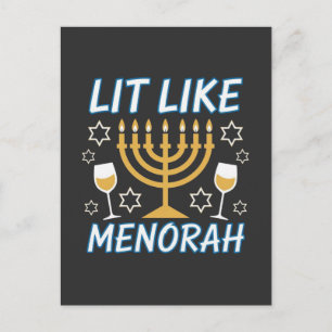 Cartão Postal De Festividades Estou Aceso Como Menorá Hanukkah Menorá Judaica Fe