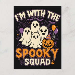Cartão Postal De Festividades Estou com o Esquadrão Spooky, roupa de grupo de Ha