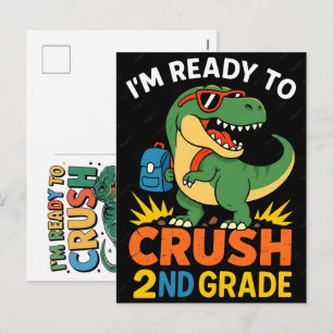 Cartão Postal De Festividades Estou pronto para arrasar a 2ª série dinossauro vo