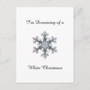 Cartão Postal De Festividades Estou sonhando com um Natal branco - Floco de neve
