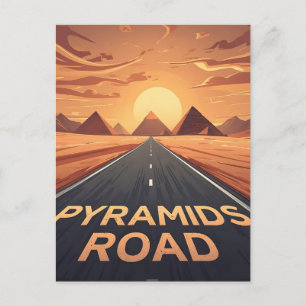 Cartão Postal De Festividades Estrada das Pirâmides Douradas Egito Pôr do Sol Ar