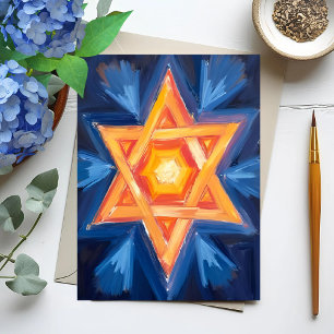 Cartão Postal De Festividades Estrela de Davi Hanukkah Judaico