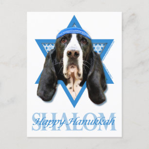 Cartão Postal De Festividades Estrela de David de Hanukkah - Basset Hound -