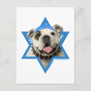 Cartão Postal De Festividades Estrela de David de Hanukkah - buldogue