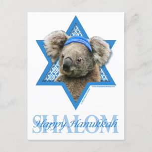 Cartão Postal De Festividades Estrela de David de Hanukkah - urso de Koala
