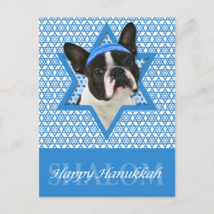 Cartão Postal De Festividades Estrela de Hanukkah de David - Boston Terrier