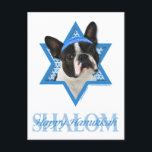 Cartão Postal De Festividades Estrela de Hanukkah de David - Boston Terrier<br><div class="desc">O que poderia fazer com que dizer Feliz Hanukkah fosse mais divertido do que ter este "Boston Terrier Dog" vestindo um Yamaka cercado pela Estrela de David. Este design de feriado caprichoso irá certamente agradar aos seus amigos e familiares, assim como a outros amantes de cães. Este design está disponível...</div>