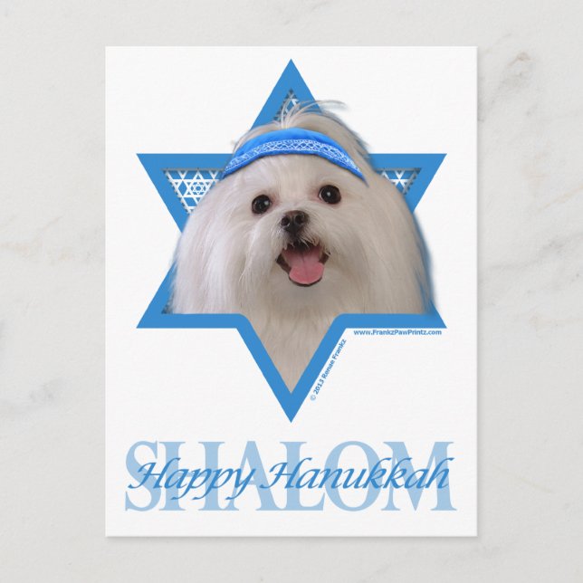 Cartão Postal De Festividades Estrela de Hanukkah de David - Maltês (Frente)