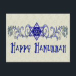 Cartão Postal De Festividades Estrela de Paz de Hanukkah<br><div class="desc">O trabalho de pergaminho tem uma Estrela de David com um sinal de Paz no centro e um desejo de um Feliz Chanucá.</div>