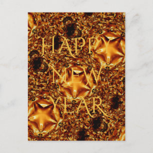 Cartão Postal De Festividades Estrela Elegante de Cobre Dourada do feliz ano nov