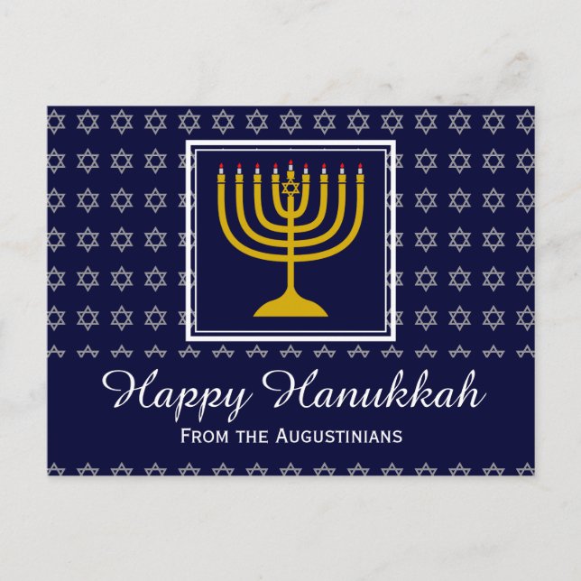 Cartão Postal De Festividades Estrela HANUKKAH FELIZ de David Menorah Personaliz (Frente)