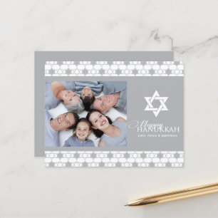 Cartão Postal De Festividades Estrela Silver Hanukkah De David Pattern Foto Mode
