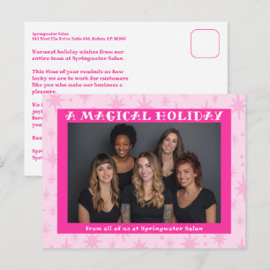 Cartão Postal De Festividades Estrelas Alegres Rosa Natal Negócios Personalizado